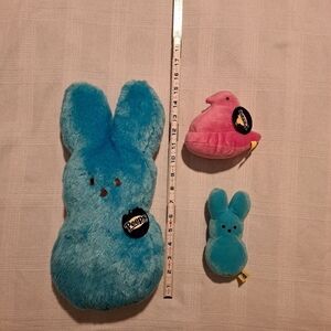 Peeps stuffy bundle, 2 blue bunnies, 1 pink chick